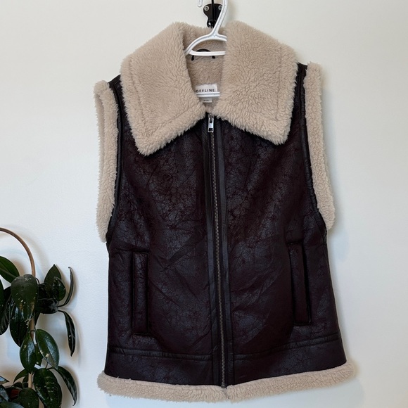 Aerie Dark Brown Shearling Vest - Picture 2 of 10